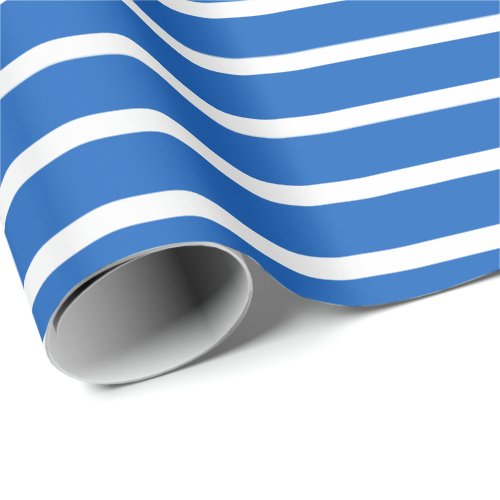 Denim Blue White Horizontal Striped Wrapping Paper