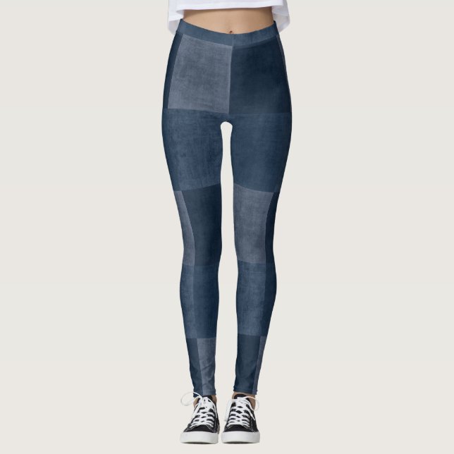 Denim Blues - Fun Patched Jeans - Jeggings Look Leggings (Front)