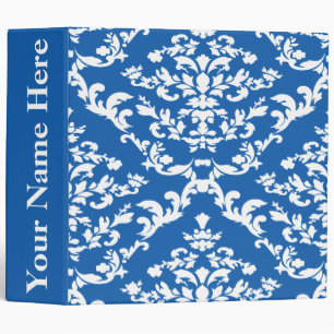 Denim Bold Damask w/ name at Emporiomoffa 3 Ring Binder