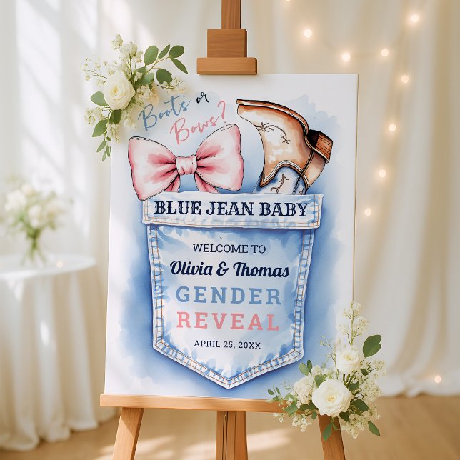 Denim Boots or Bows Gender Reveal Welcome Sign (Creator Uploaded)