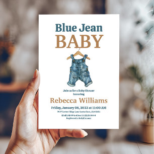 Denim Boy Blue Jean Baby Shower Invitation