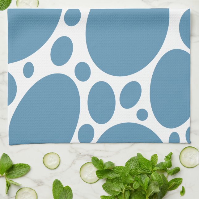 Denim Bule Bubbles Kitchen Towel (Folded)