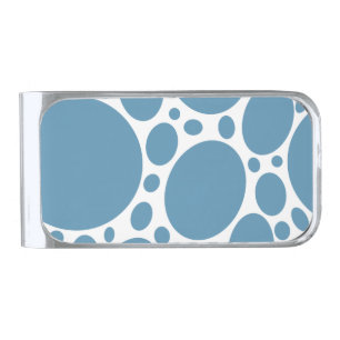 Denim Bule Bubbles Silver Finish Money Clip