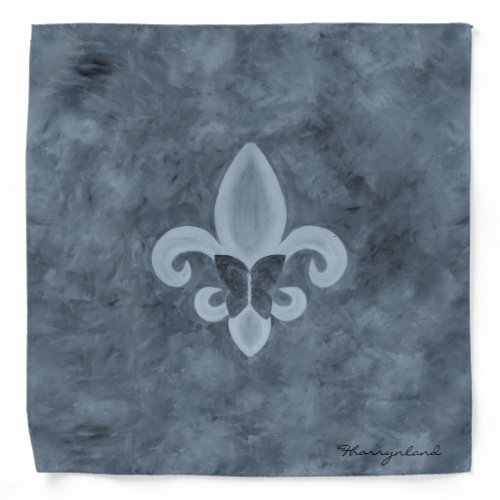 Denim Butterfleur  Blue Fleur de Lis Butterfly Bandana