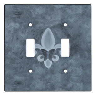 Denim Butterfleur Blue Fleur de Lis Butterfly Light Switch Cover