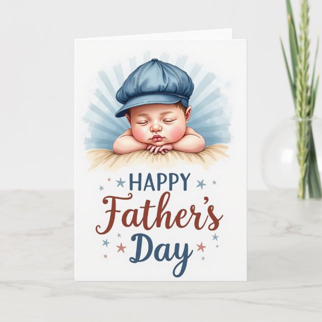 Denim Cap Fathers Day Wish Card (Front)