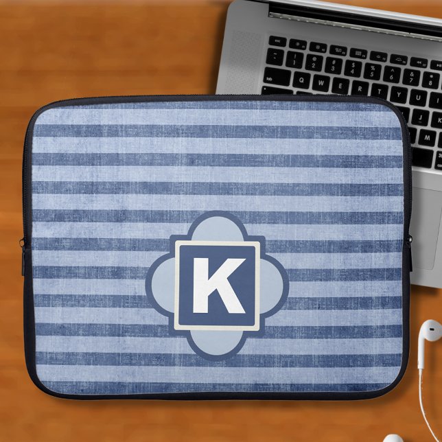 Denim Color Blue Stripe Monogram Laptop Sleeve (Creator Uploaded)