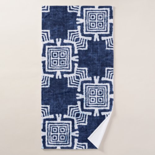 Denim colored tribal ethnic seamless pattern bath towel
