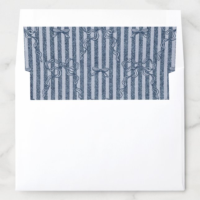 Denim Coquette Bow Blue Jean Baby Shower Envelope Liner (In Envelope)