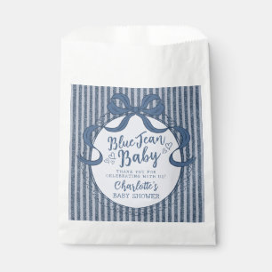Denim Coquette Bow Blue Jean Baby Shower Favor Bag