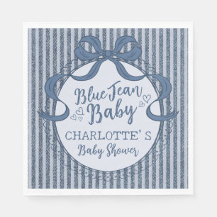 Denim Coquette Bow Blue Jean Baby Shower Napkins