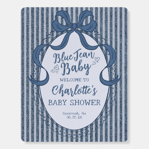 Denim Coquette Bow Blue Jean Baby Shower Welcome Foam Board