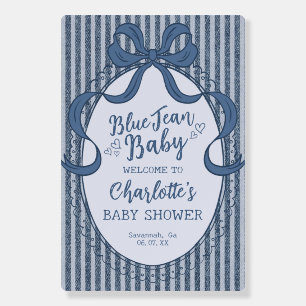 Denim Coquette Bow Blue Jean Baby Shower Welcome Foam Board