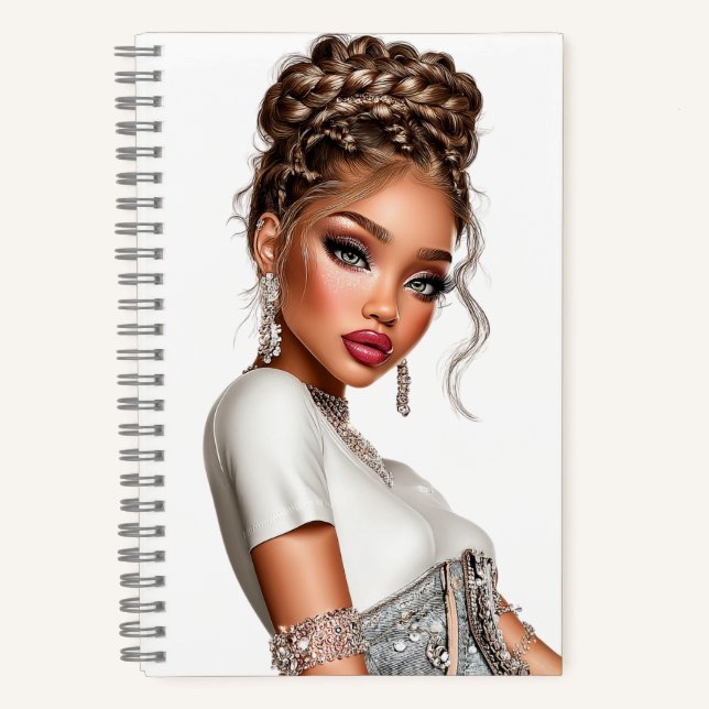  Denim Corset Glam Girl Spiral Notebook (Front)