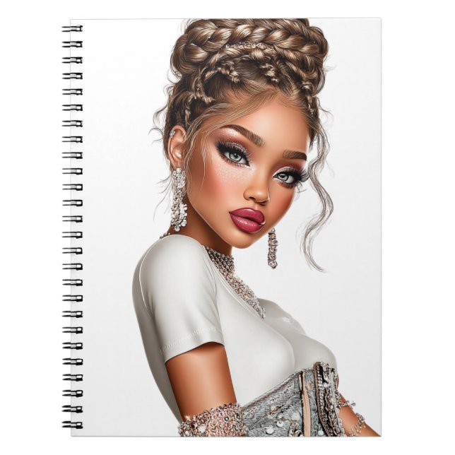  Denim Corset Glam Girl Spiral Photo Notebook (Front)