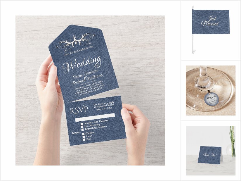 Denim Country Wedding Invitation Suite