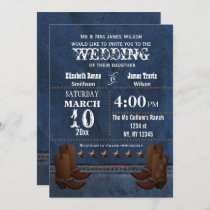 Denim Cowboy boots Stars Western wedding invite