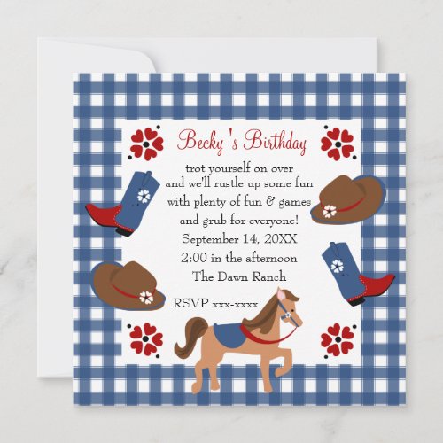 Denim Cowgirl Birthday Invitations