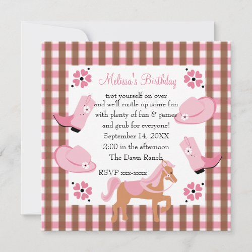 Denim Cowgirl Birthday Personalized Invitation