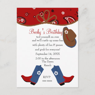 Denim Cowgirl Birthday Invitation