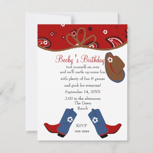 Denim Cowgirl Birthday Invitation