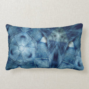 Denim Crazy Quilt Lumbar Pillow