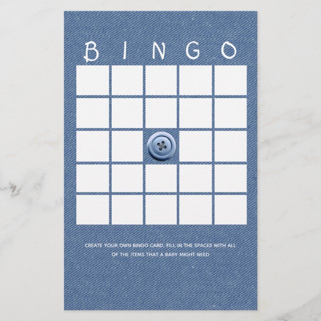 Denim Cute as a Button Bingo (Front)