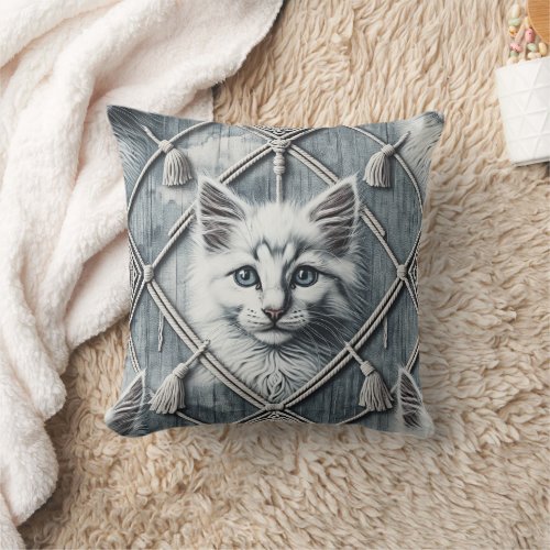 Denim  Demons Cats 3 Throw Pillow