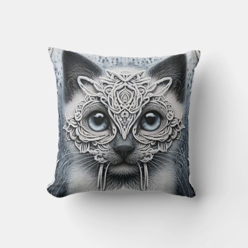 Denim  Demons Cats 4 Throw Pillow