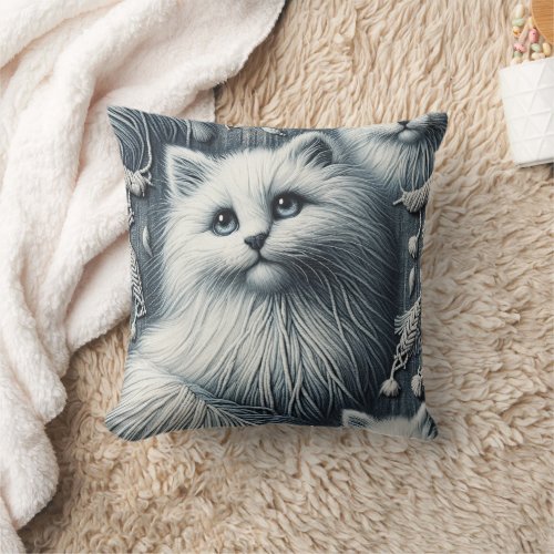 Denim  Demons Cats 5 Throw Pillow