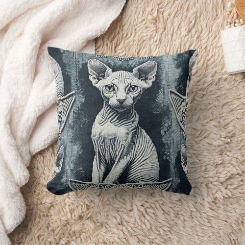 Denim  Demons Cats 6 Throw Pillow