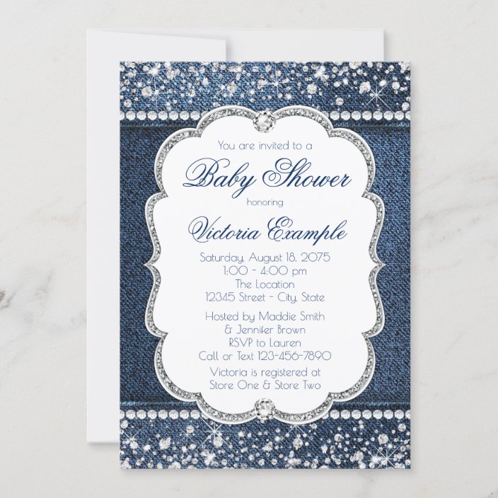 Denim Diamond Baby Shower Invitations Zazzle Com