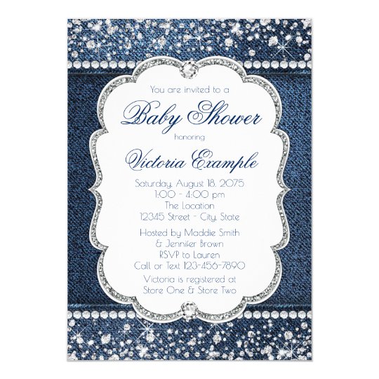 Denim Diamond Baby Shower Invitations | Zazzle.com