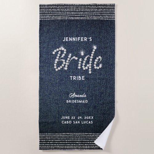 Denim Diamond Modern Bride Tribe Bachelorette Beach Towel