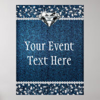 Denim Diamond Welcome Sign