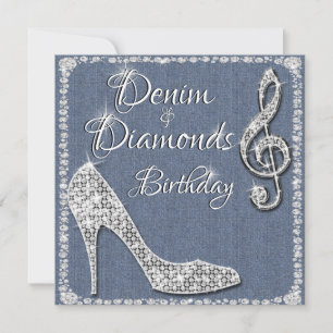Denim & Diamonds 25th Birthday Invitation