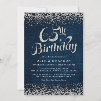 Denim & Diamonds 65th Birthday Party Invitation