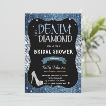 Denim diamonds and pearls Invitation | Zazzle