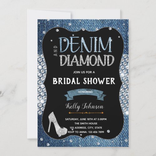 Denim diamonds and pearls Invitation