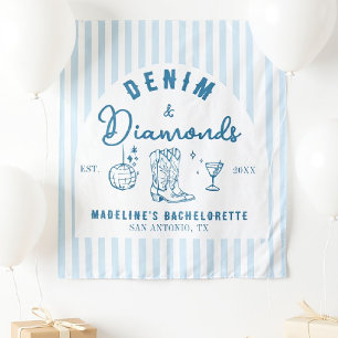 Denim Diamonds Bachelorette Backdrop Hand Drawn