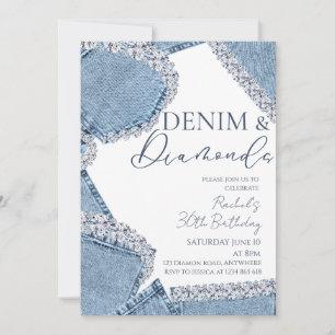 Denim & Diamonds Birthday Invitation 