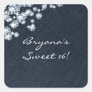 Denim & Diamonds Birthday Party Event Sticker