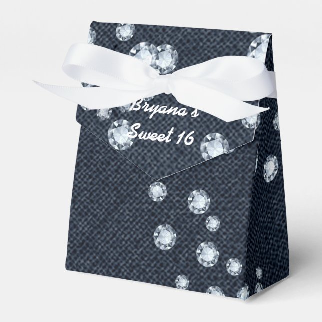 Denim & Diamonds Birthday Party Favor Boxes (Front Side)