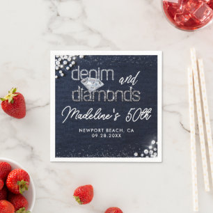 Denim Diamonds Bling Classy Elegant Party Custom Napkins
