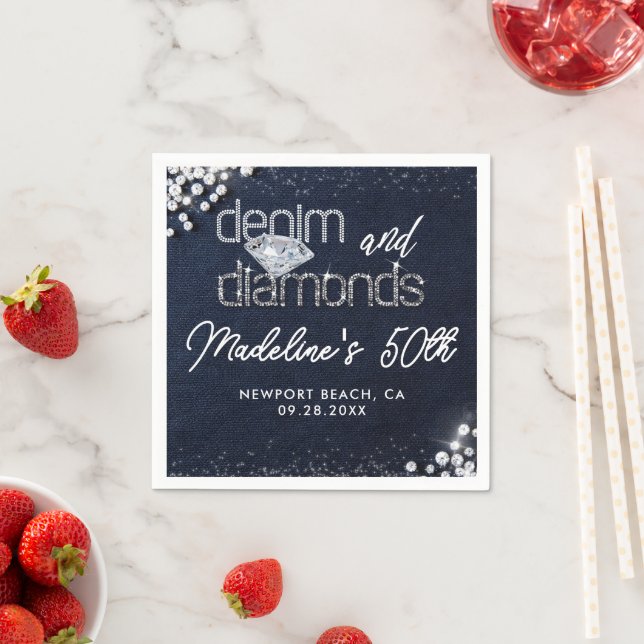 Denim Diamonds Bling Classy Elegant Party Custom Napkins (Insitu)