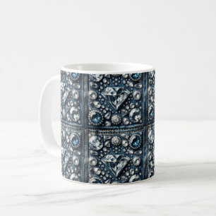 Denim & Diamonds Bling Gemstone Glam Jewels Coffee Mug