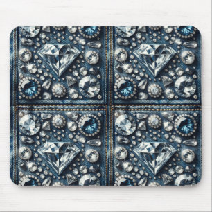 Denim & Diamonds Bling Gemstone Glam Jewels Mouse Pad
