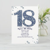 Denim & Diamonds Bling Sparkle 18TH 18 Birthday Invitation (Standing Front)