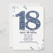 Denim & Diamonds Bling Sparkle 18TH 18 Birthday Invitation (Front)