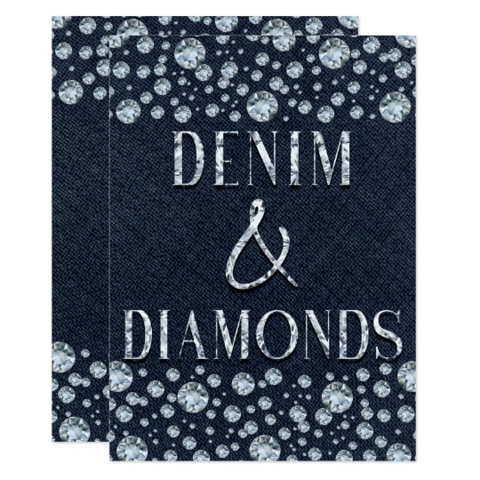 Denim & Diamonds Bling Sparkle Birthday Party Glam Invitation | Zazzle.com